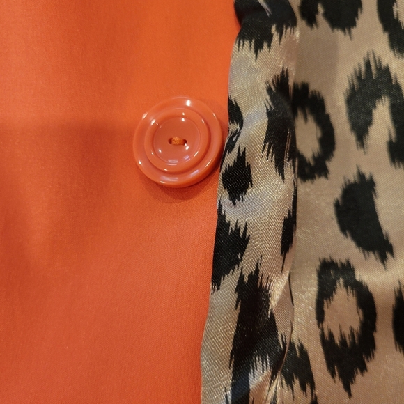 Joan Rivers 3/4 Trench Coat Bright Orange Leopard Lining With Belt Small - Picture 6 of 15